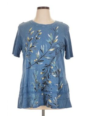 Jess & Jane Mineral Wash Botanical Print Short Sleeve Tee, XL